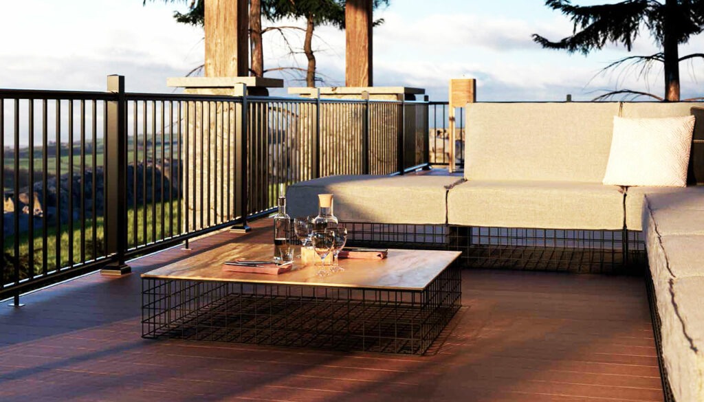 outdoor deck with outdoor couch and table
